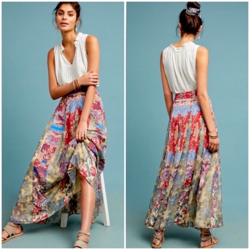 ANTHROPOLOGIE- Hermant & Nandita maxi floral skirt Size Medium